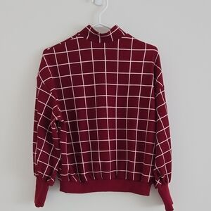 Women's Burgundy Grid Sweater